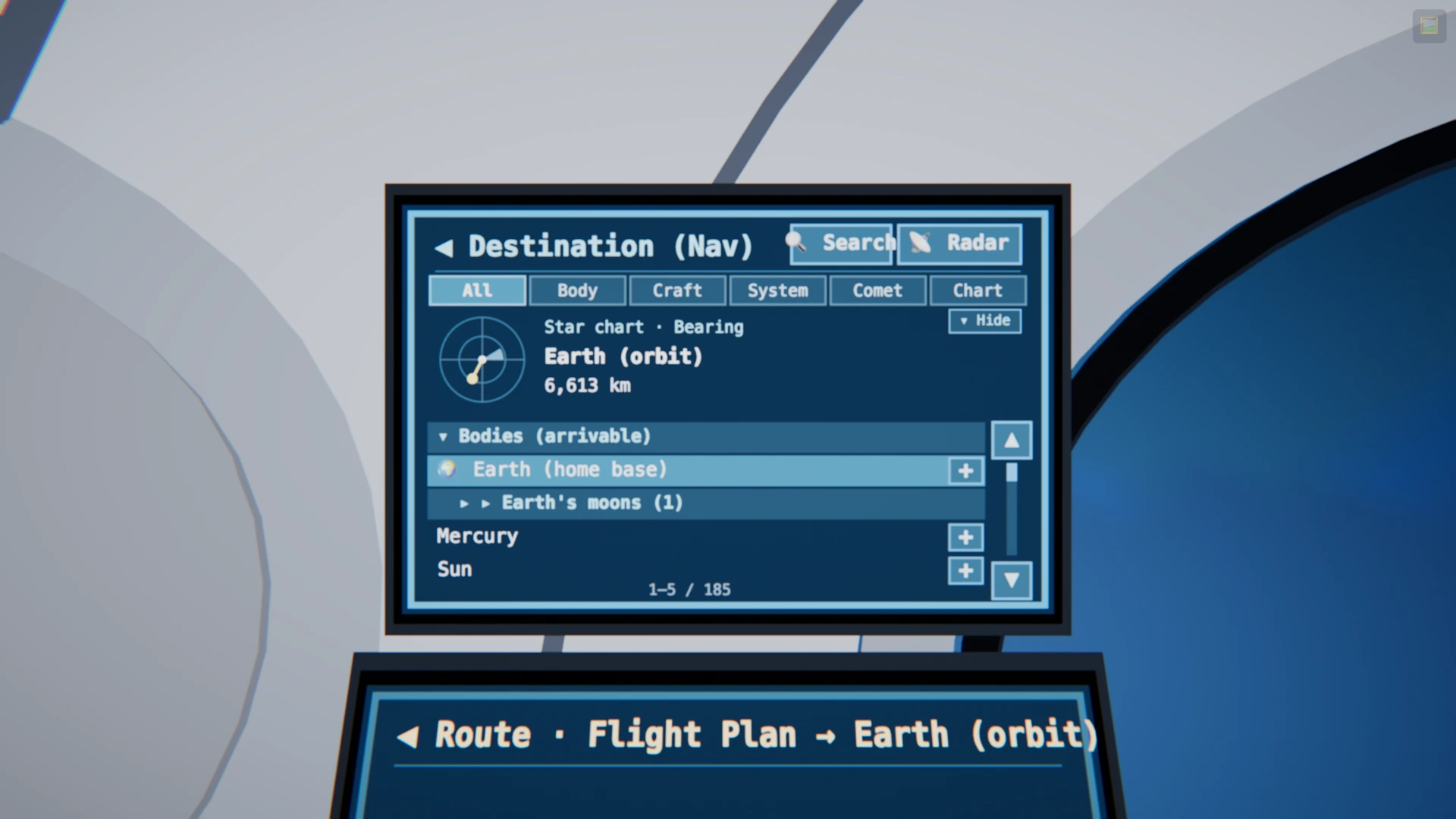 ① Destination panel tapped and focused face-on