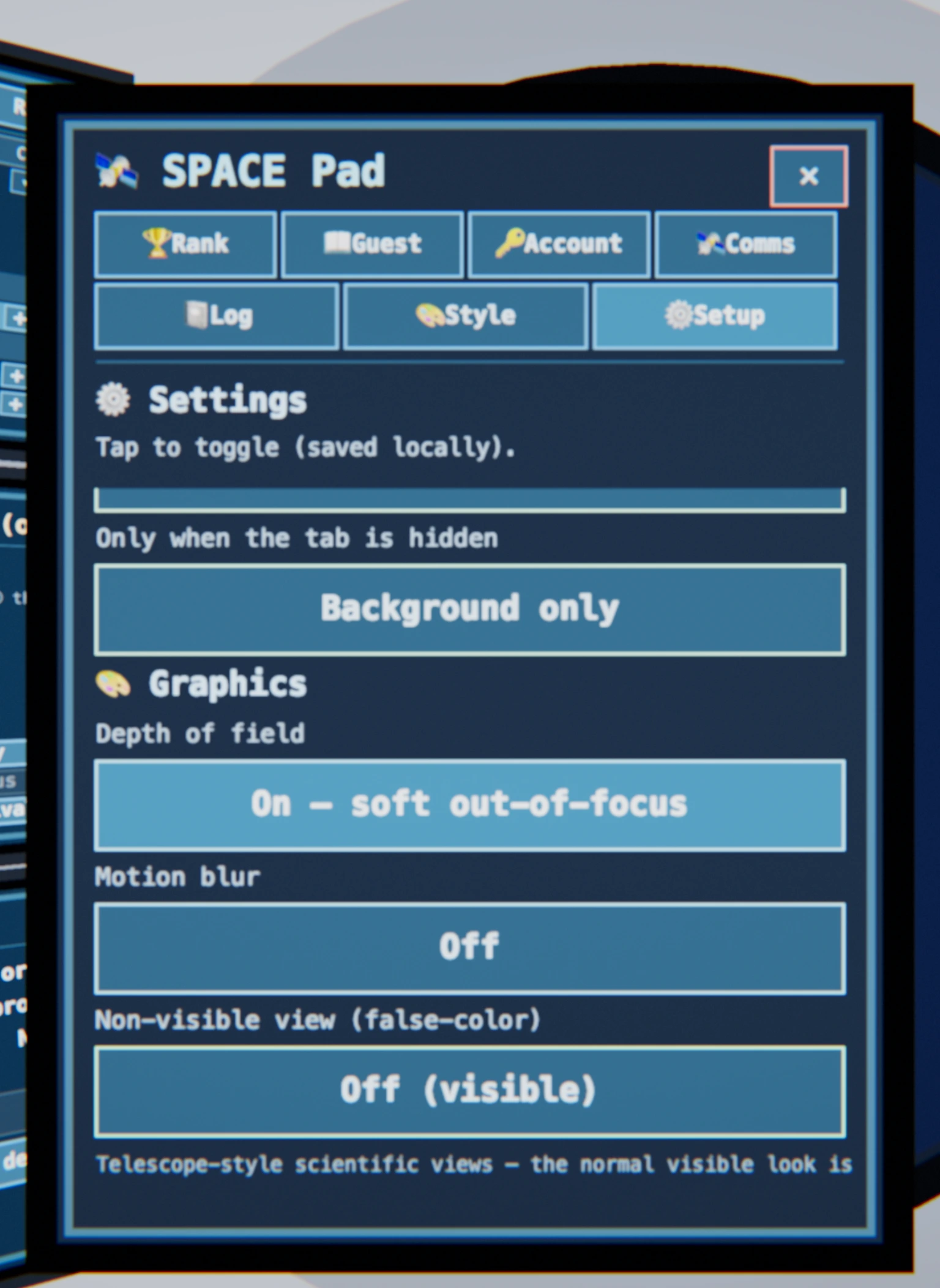 Tablet — ⚙️ Settings: notifications · graphics